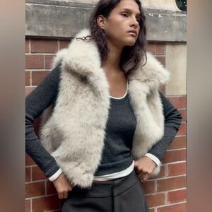 Zara Cream Faux Fur Vest